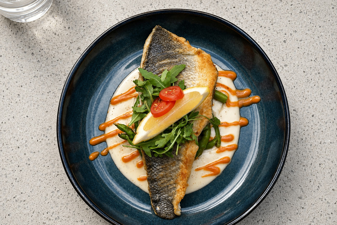 Pan-seared sea bass